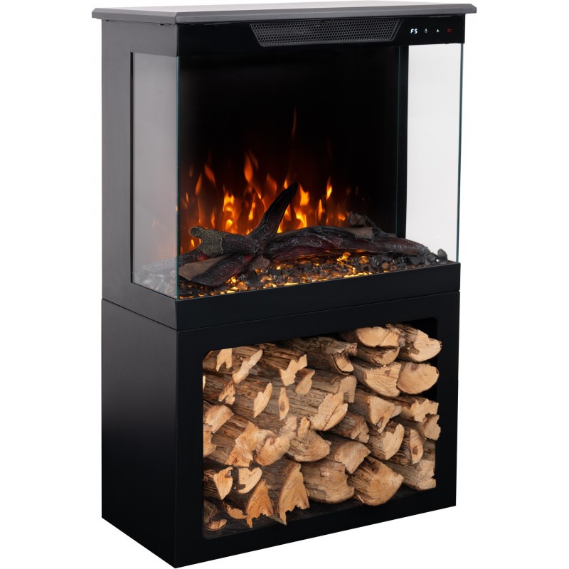 TOWER 46 cm + Supporto, caminetto elettrico a libera con sonoro AFLAMO