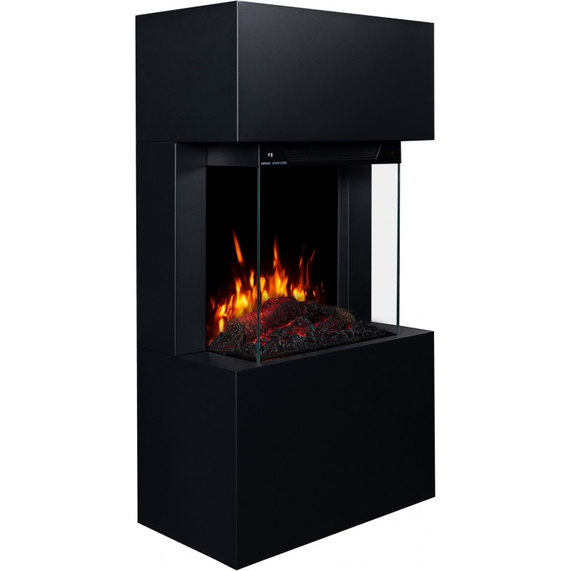 TEXEL 3D Caminetto elettrico nero con rivestimento + SUONO - AFLAMO