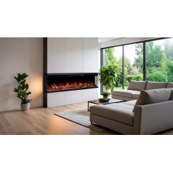 UNITY, camino elettrico a LED da parete e da incasso EmotionFlame a tre lati con suono